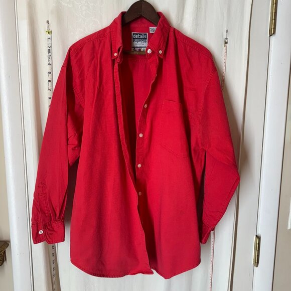 Vintage Details Express Women's Red Button-Down Oversized Shirt - Picture 7 of 11